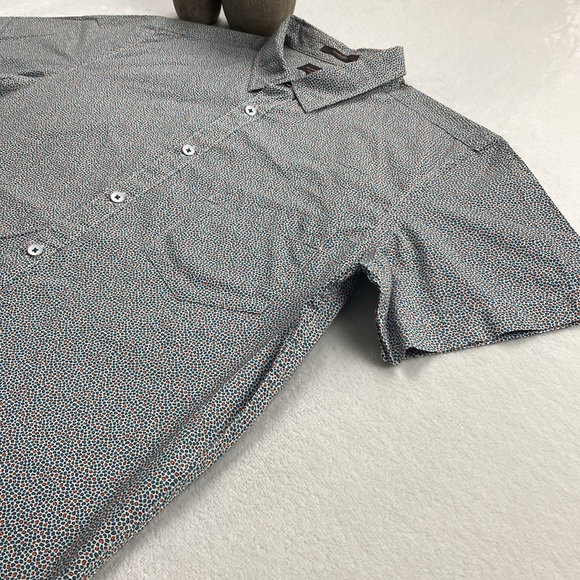 Rodd & Gunn Sports Fit Micro Pattern Short Sleeve Button Up (White/Blue/Orange) - Picture 4 of 16